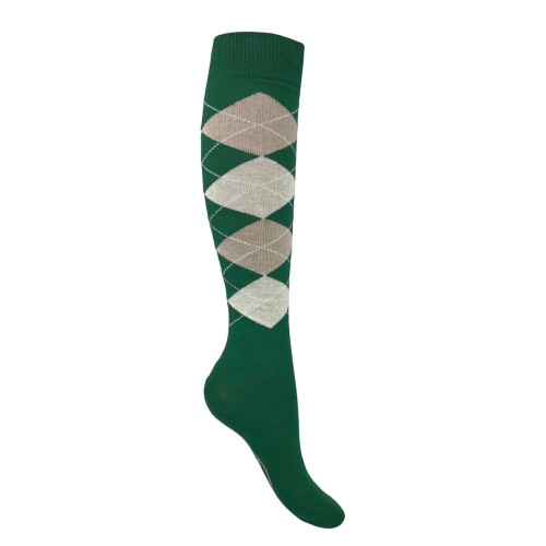 Podkolanówki York Karo zielono-beżowe