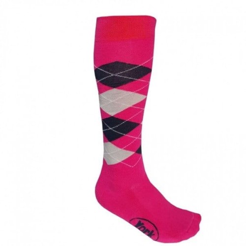Podkolanówki York Karo różowo-granatowy