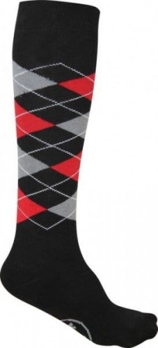 Podkolanówki York Karo czarno-czerwony