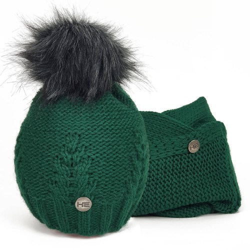 Czapka zimowa z kominem Horsenjoy Mirella zielona