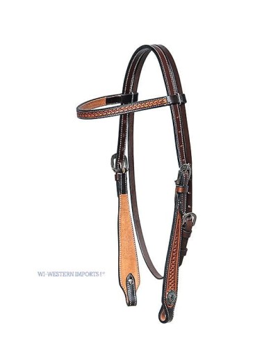 OGŁOWIE TWO TONE HEADSTALL, BASKET TOOLED
