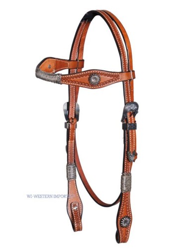 Ogłowie Headstall Tooled Antique Buckles HS-112