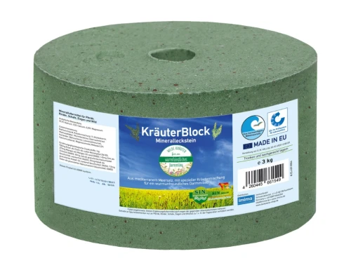 Lizawka mineralna - ziołowa dla koni, owiec, kóz, HERBABLOCK IMIMA 3kg