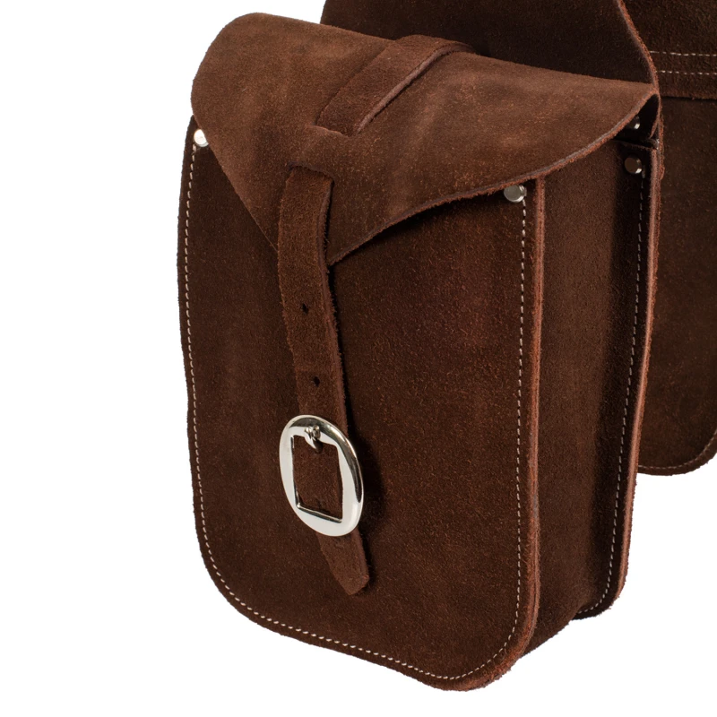 FRONT SADDLEBAG IN SUEDE LEATHER, COLOR BROWN