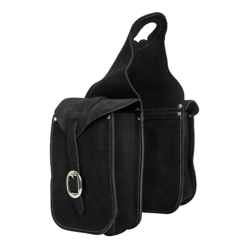 FRONT SADDLEBAG IN SUEDE LEATHER, COLOR BLACK