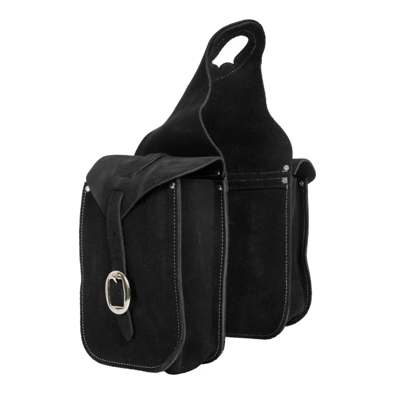 FRONT SADDLEBAG IN SUEDE LEATHER, COLOR BLACK