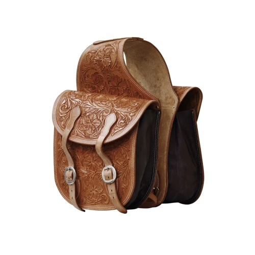 SAKWY TYLNE POOL'S LEATHER SADDLE BAG FLOWERS, COLOR DARK BROWN