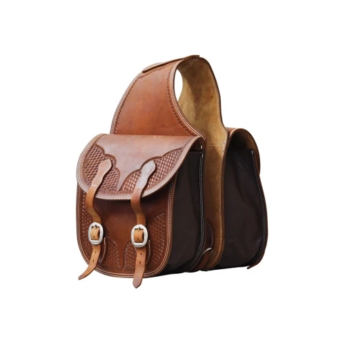 SAKWY TYLNE POOL'S LEATHER SADDLE BAG BASKET, COLOR DARK BROWN