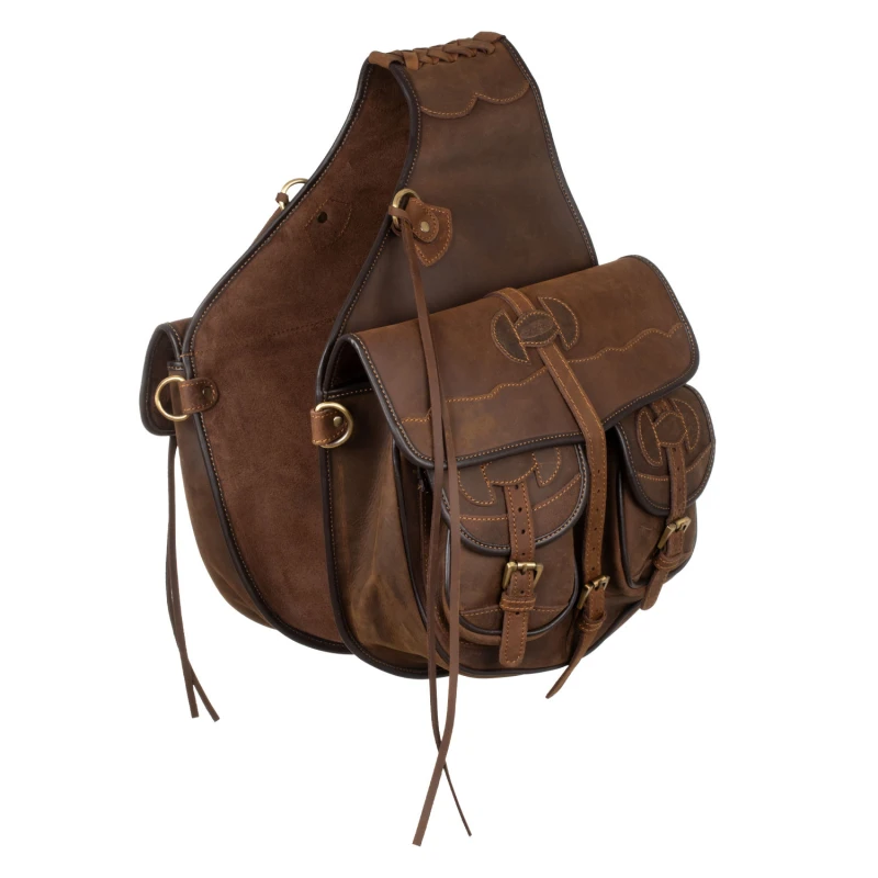 Western bag in decorated leather, ONE SIZE, COLOR DARK BROWN