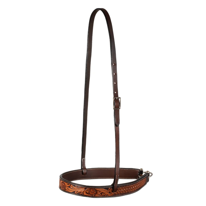 WESTERN NOSEBAND WITH FLORAL TOOLING, ONE SIZE, COLOR DARK BROWN