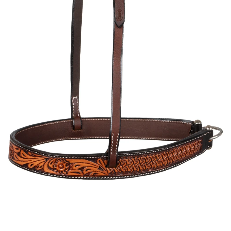 WESTERN NOSEBAND WITH FLORAL TOOLING, ONE SIZE, COLOR DARK BROWN