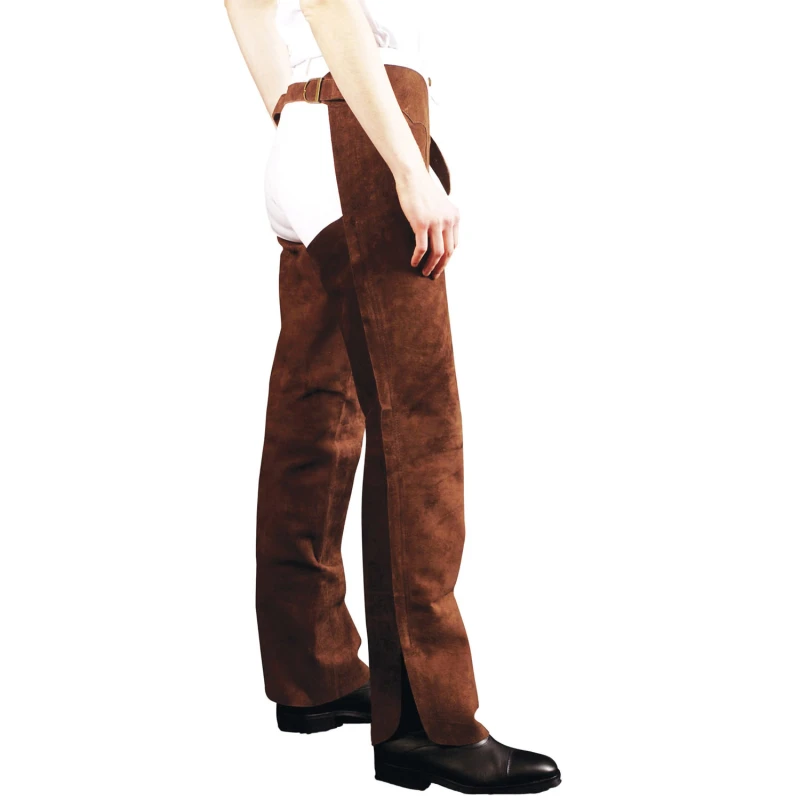 SUEDE WESTERN CHAPS, SIZE XS, COLOR BROWN